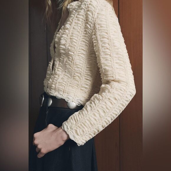 ZARA STRUCTURED KNIT JACKET - Picture 4 of 10